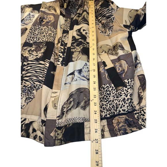 Vintage Fuda International Silk Animal Print Bomber Jacket Unique‎ Lightweight L - Picture 11 of 11
